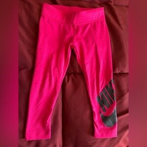 Nike Bright Pink Girls' Leggings with Black Logo